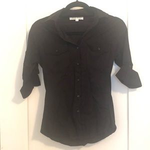 Black Button Down Shirt with pocket detail